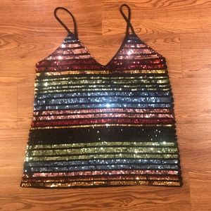 Express sequin striped tank